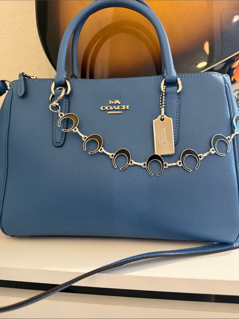 Coach Surrey Carryall in denim blue medium crossbody/top handle bag - Picture 11 of 16